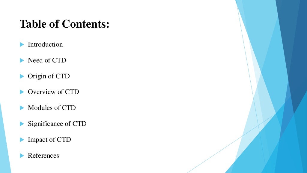 Introduction To Ctd common Technical Document Introduction to ctd common technical document
