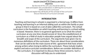 Comprehensive Overview of Major Concepts in Curriculum Field for ...