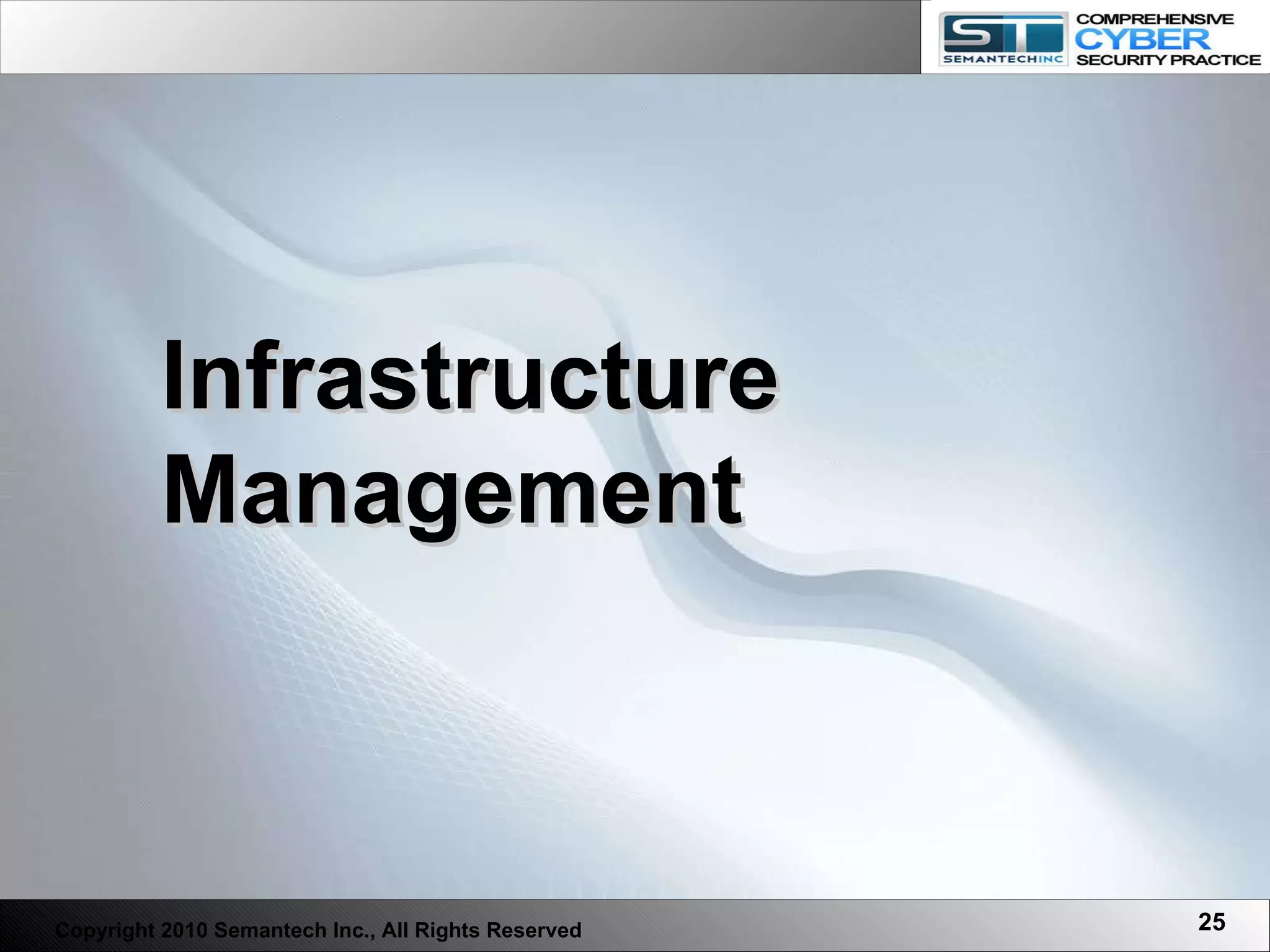 Infrastructure Management Copyright 2010 Semantech Inc., All Rights Reserved 