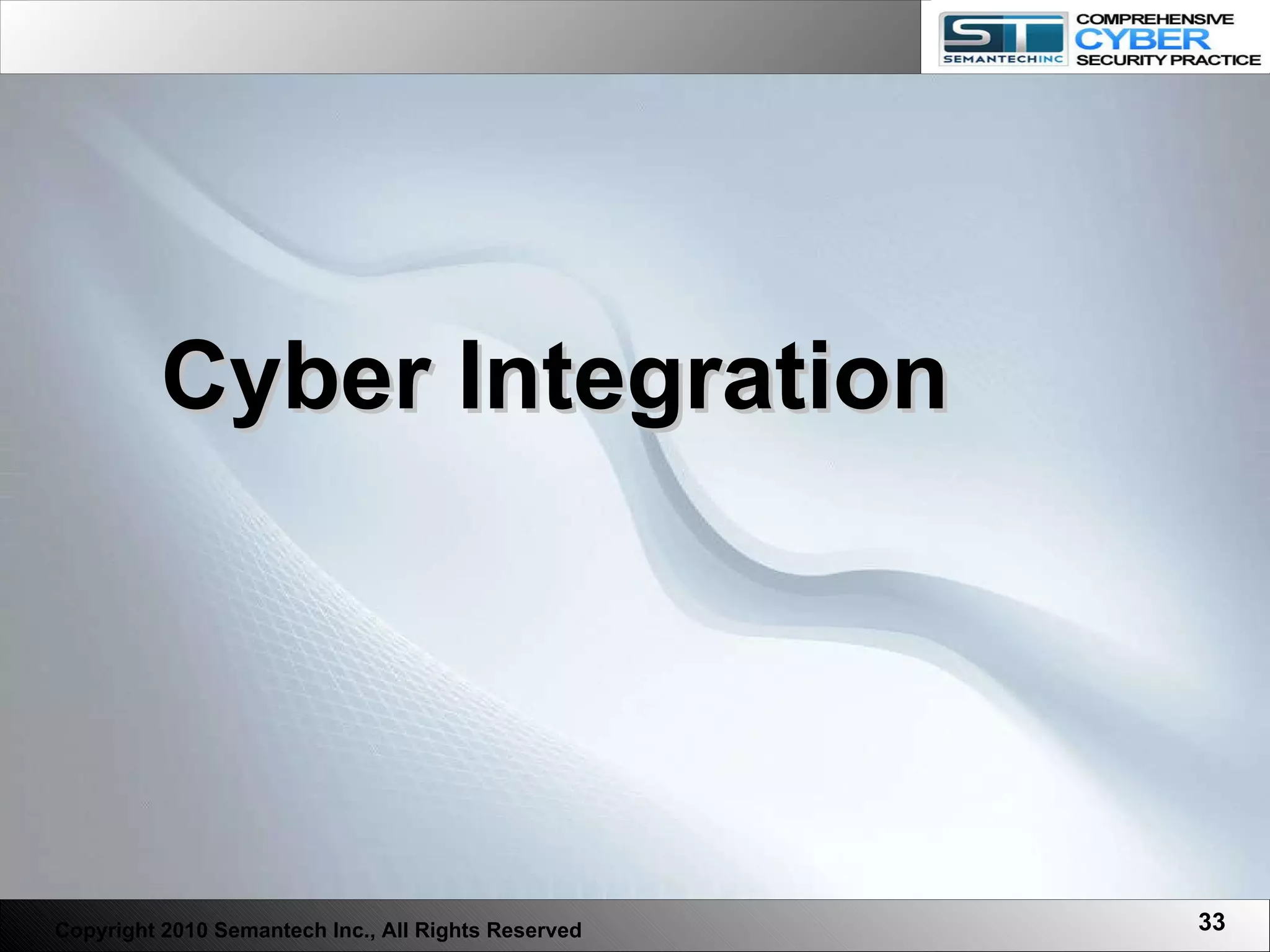 Cyber Integration Copyright 2010 Semantech Inc., All Rights Reserved 