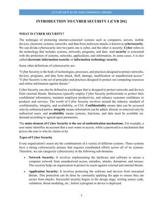 Introduction to cyber security i | PDF