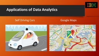 Applications of Data Analytics
Self Driving Cars Google Maps
 