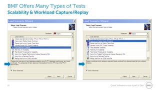 22 Quest Software is now a part of Dell
BMF Offers Many Types of Tests
Scalability & Workload Capture/Replay
 