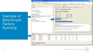28 Quest Software is now a part of Dell
Example of
Benchmark
Factory
Running
 