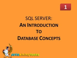 1 SQL SERVER: AN INTRODUCTION TO DATABASE CONCEPTS 
