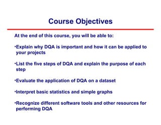 Dqa INTRODUCTION TO DATA QUALITY ASSESSMENT FRAMEWORK | PPT