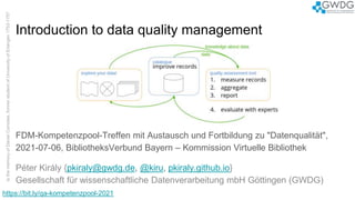 Introduction to data quality management
FDM-Kompetenzpool-Treffen mit Austausch und Fortbildung zu "Datenqualität",
2021-0...
