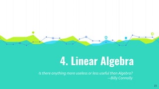 4. Linear Algebra
Is there anything more useless or less useful than Algebra?
—Billy Connolly
15
 