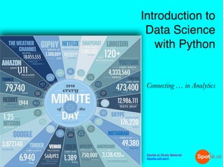 Introduction to
Data Science
with Python
Connecting … in Analytics
Spotle.ai Study Material
Spotle.ai/Learn
Spotle.ai Study Material
Spotle.ai/Learn
 