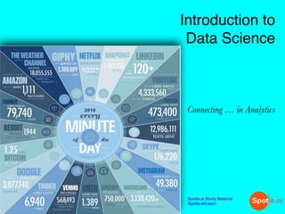 Introduction to
Data Science
Connecting … in Analytics
Spotle.ai Study Material
Spotle.ai/Learn
Spotle.ai Study Material
Spotle.ai/Learn
 