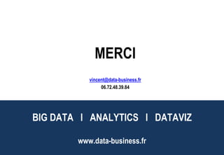 BIG DATA l ANALYTICS l DATAVIZ
www.data-business.fr
MERCI
vincent@data-business.fr
06.72.48.39.84
 