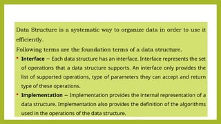 Introduction to Data Structure with types and applications.pptx
