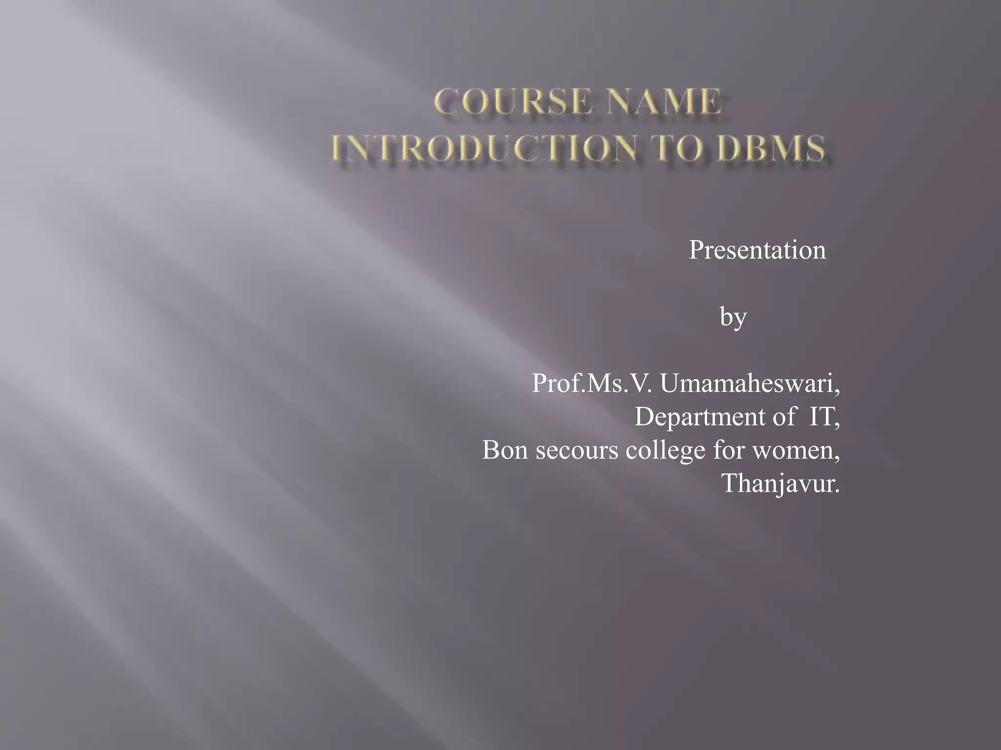 Introduction to dbms | PPT