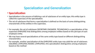 Specialisation Process INTRODUCTION TO DBMS,advantages,data models,basic database structure | PPTX