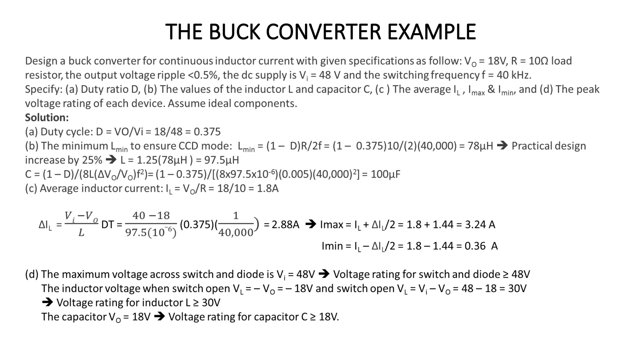 THE BUCK CONVERTER EXAMPLE
 