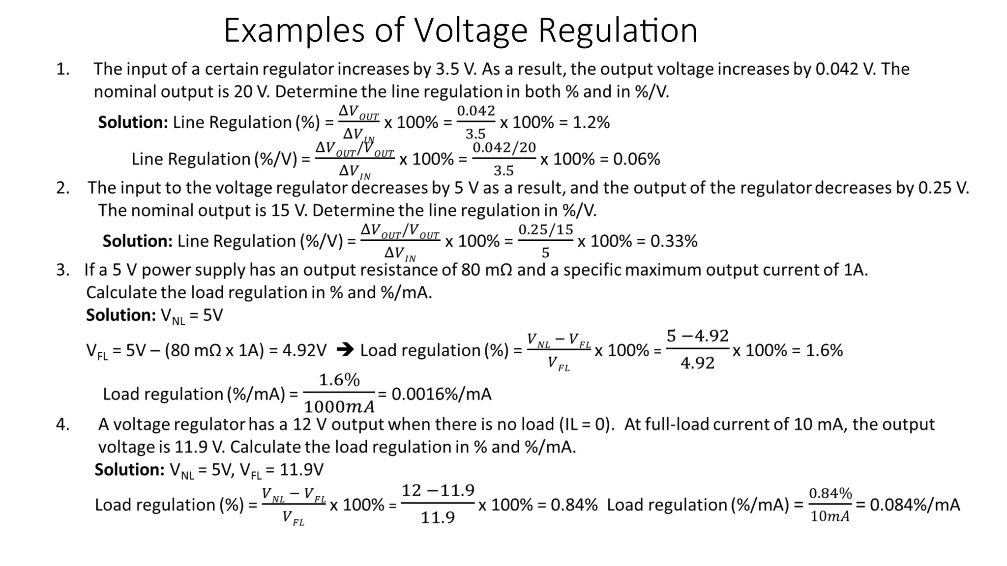 Examples of Voltage Regulation
 