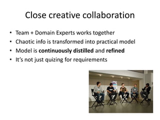 What is DDD
• DDD – approach to developing software where
  application’s domain model reflects real business
  model and core domain is the primary project focus




 domain.compareTo(technology) >      0
 