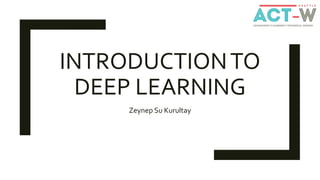 INTRODUCTIONTO
DEEP LEARNING
Zeynep Su Kurultay
 