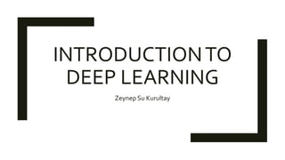 INTRODUCTIONTO
DEEP LEARNING
Zeynep Su Kurultay
 