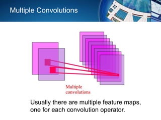 Multiple Convolutions
Usually there are multiple feature maps,
one for each convolution operator.
 