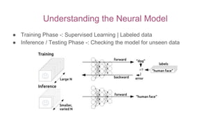 Understanding the Neural Model
● Training Phase -: Supervised Learning | Labeled data
● Inference / Testing Phase -: Checking the model for unseen data
 