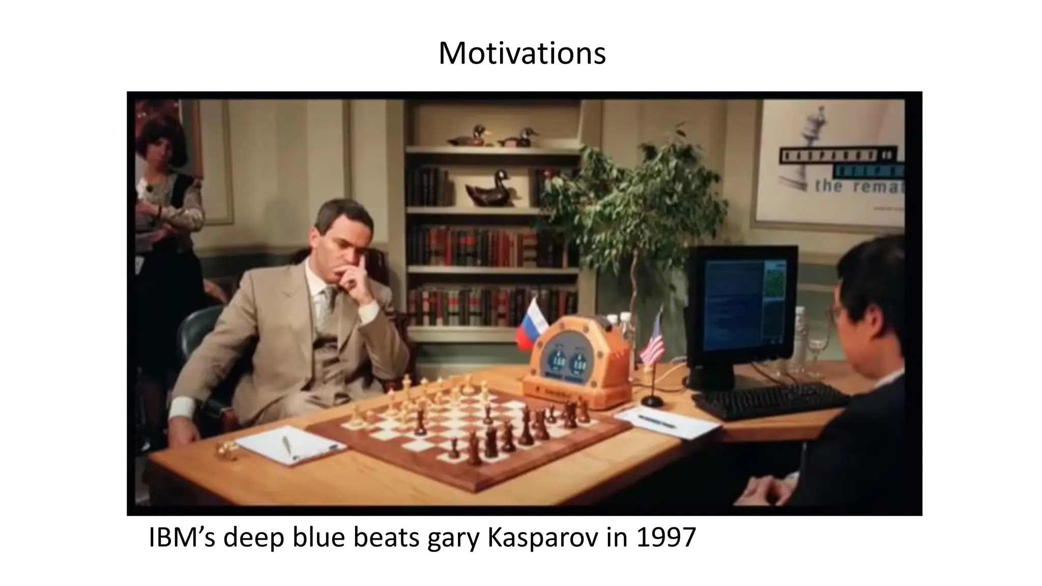 IBM’s deep blue beats gary Kasparov in 1997
Motivations
 