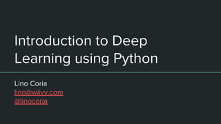 Introduction to deep learning using python | PDF | Artificial ...
