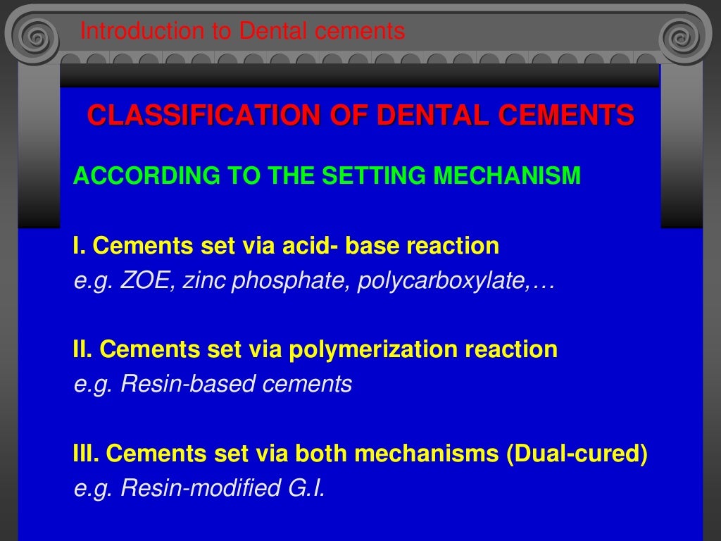 Introduction to dental cements dental material