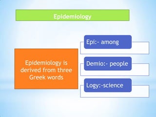 EpidemiologyEpidemiology is derived from three Greek words