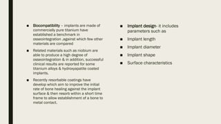 Resorbable Coating Introduction to dental implants from bdj | PPTX