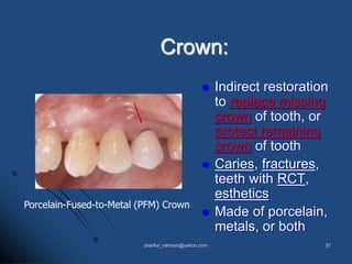 Pfm And Rct Introduction to dental materials Lecture 1-2 | PPSX