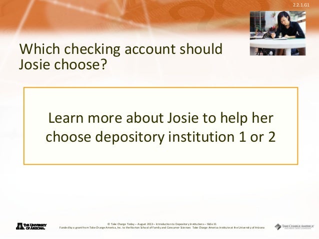 Josie S Depository Institution Comparison Chart
