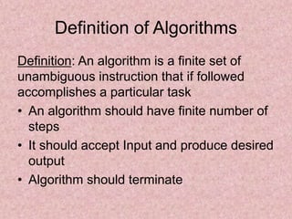 Introduction to design and analysis of algorithm | PPT