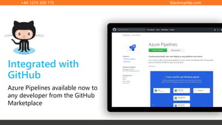 +44 1274 300 175 blackmarble.com
Integrated with
GitHub
Azure Pipelines available now to
any developer from the GitHub
Marketplace
 