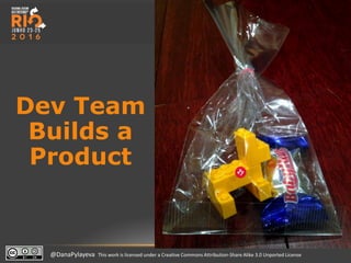 @DanaPylayeva This work is licensed under a Creative Commons Attribution-Share Alike 3.0 Unported License
Dev Team
Builds a
Product
 