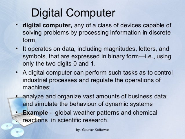 Introduction to digital computer