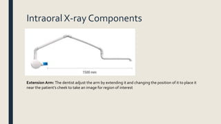 Intraoral X-ray Components
Extension Arm: The dentist adjust the arm by extending it and changing the position of it to place it
near the patient’s cheek to take an image for region of interest
 