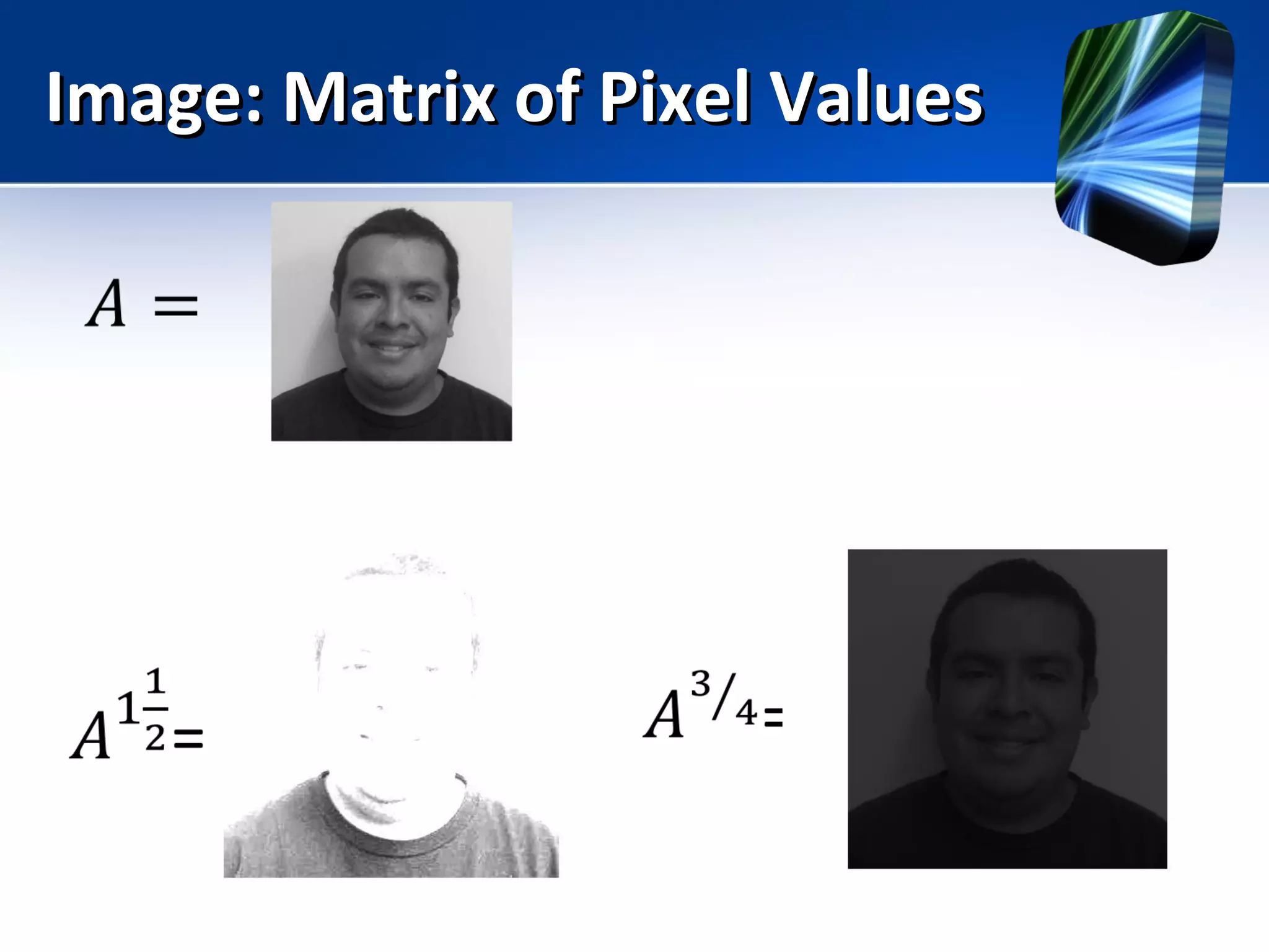 Image: Matrix of Pixel ValuesImage: Matrix of Pixel Values
 