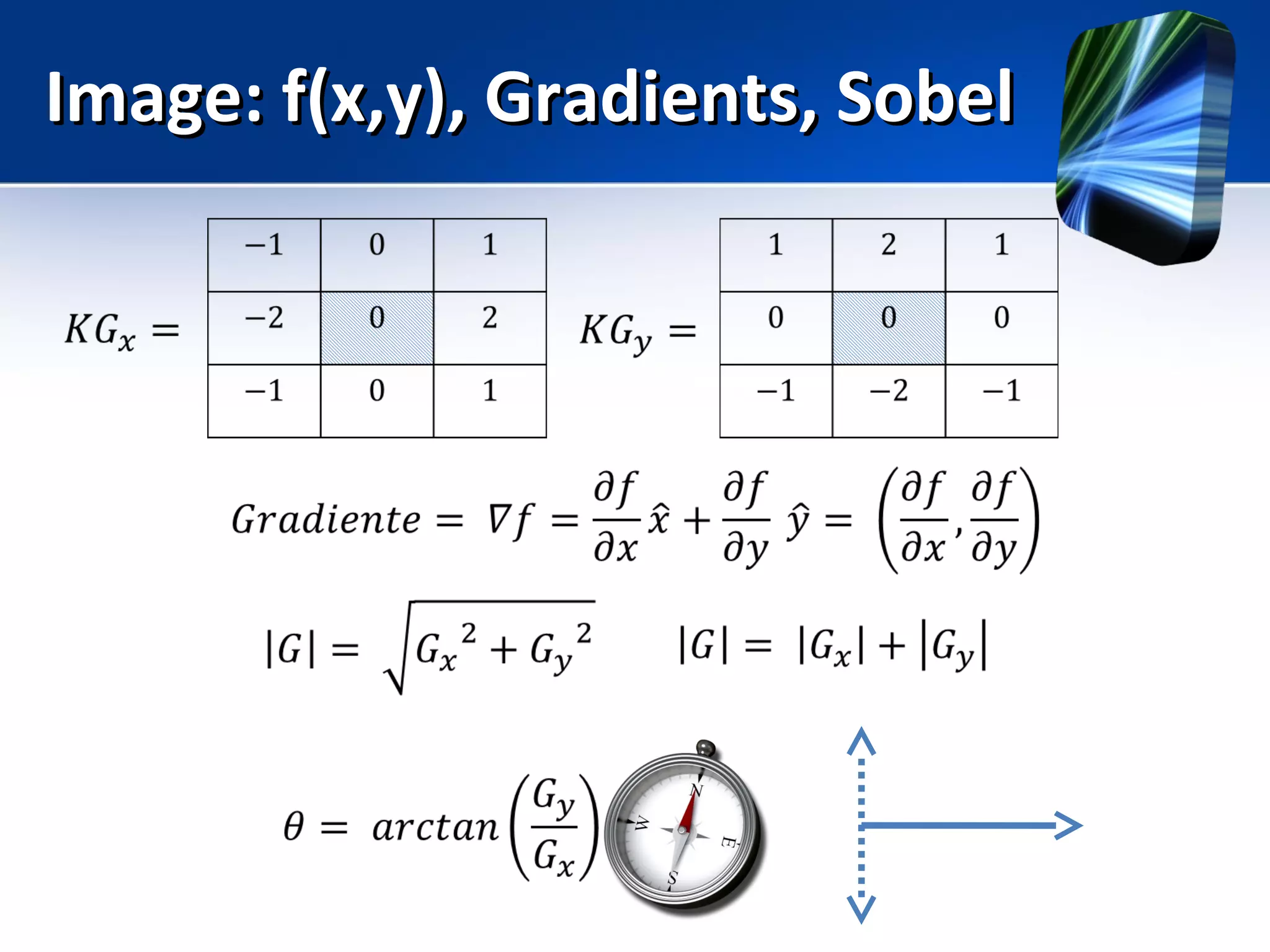 Image: f(x,y), Gradients, SobelImage: f(x,y), Gradients, Sobel
 