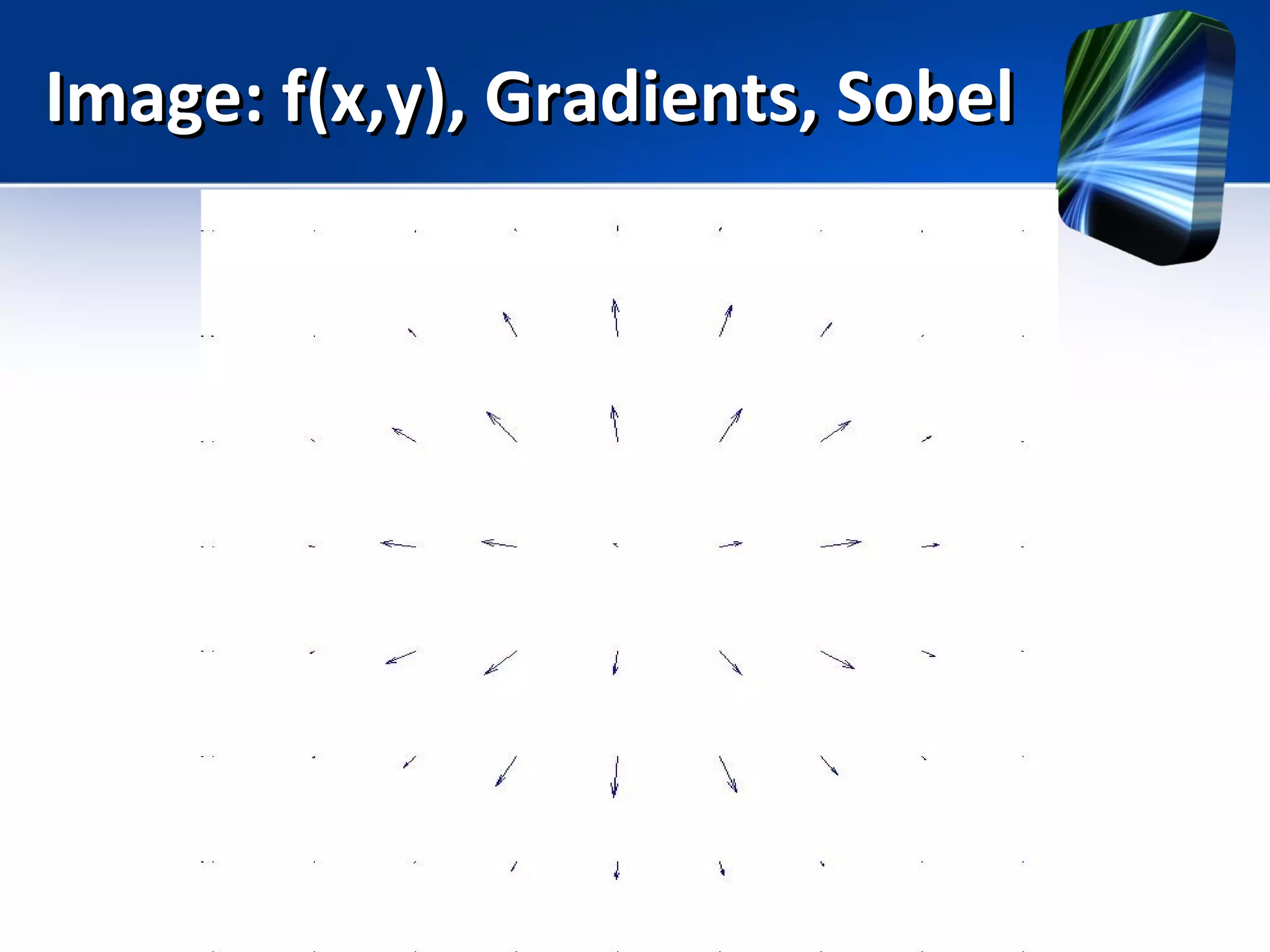 Image: f(x,y), Gradients, SobelImage: f(x,y), Gradients, Sobel
 