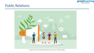 Public Relations
Proprietary content. © Great Learning. All Rights Reserved. Unauthorized use or distribution prohibited.
 