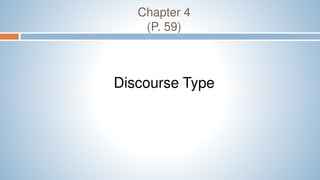Chapter 4
(P. 59)
Discourse Type
 