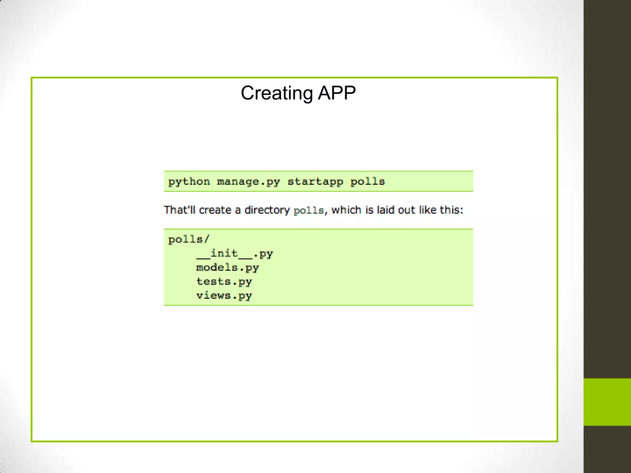 Creating APP
 