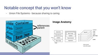 Notable concept that you won’t know
- Union File Systems - because sharing is caring
 