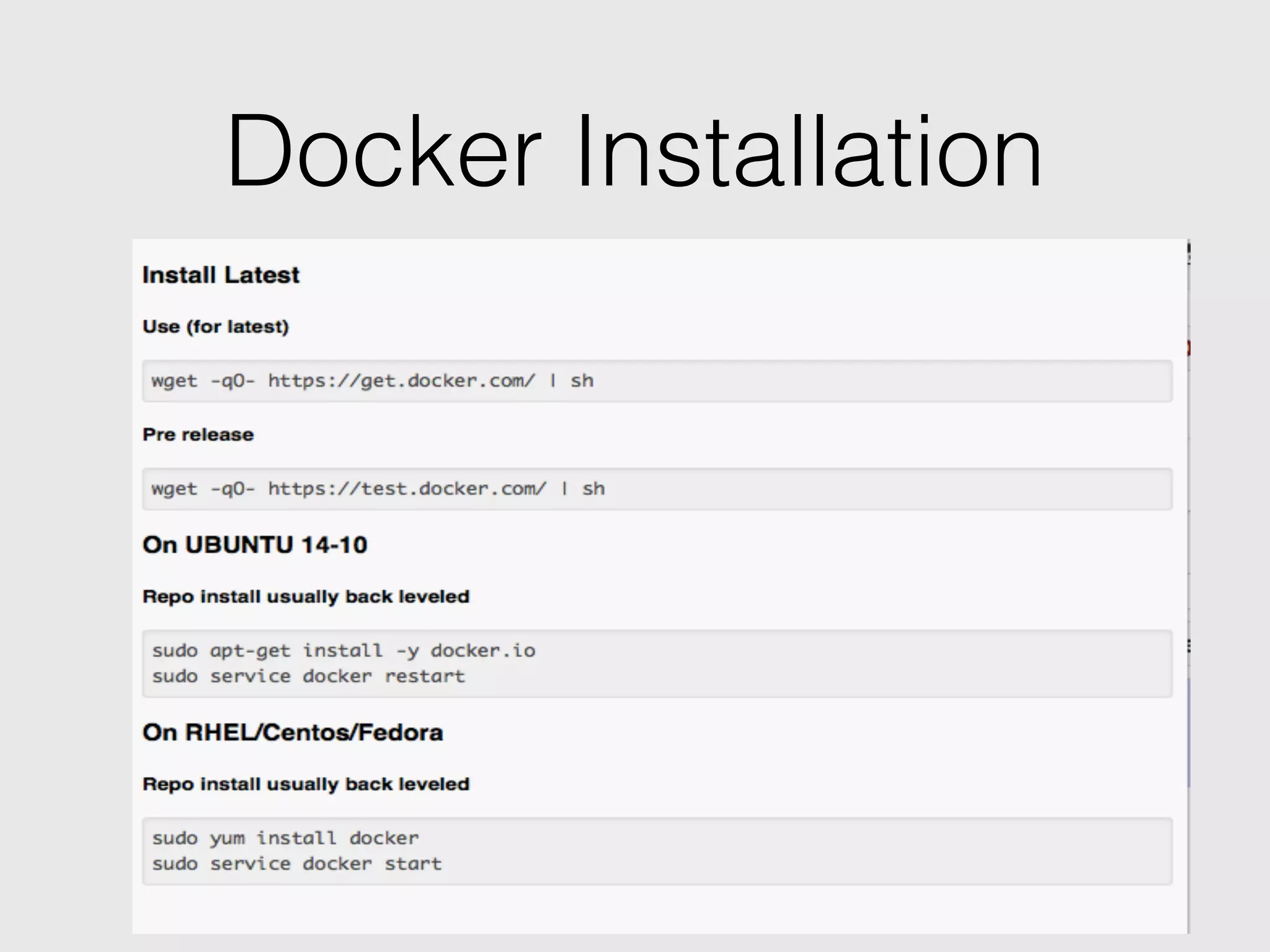 Docker Installation
 