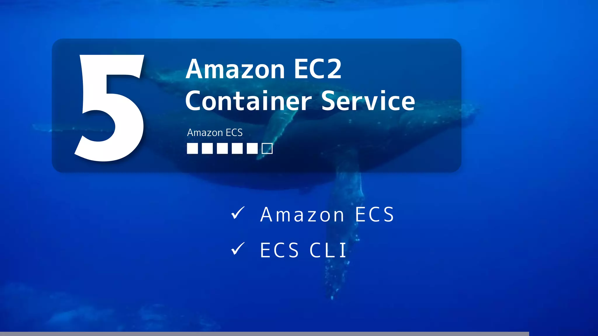 Amazon EC2
Container Service
5 ■■■■■□
Amazon ECS
 Amazon ECS
 ECS CLI
 