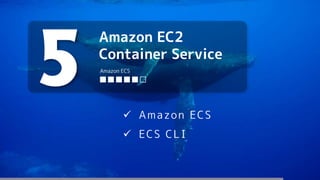 Amazon EC2
Container Service
5 ■■■■■□
Amazon ECS
 Amazon ECS
 ECS CLI
 