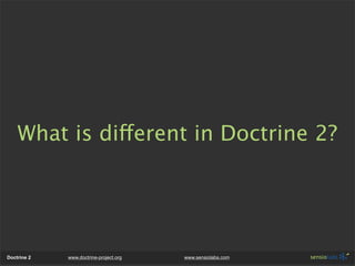 What is different in Doctrine 2?




Doctrine 2   www.doctrine-project.org   www.sensiolabs.com
 