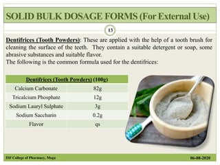 Tooth Powder Formulation Introduction to dosage form | PPTX