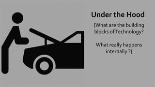 Under the Hood
{What are the building
blocks ofTechnology?
What really happens
internally ?}
 